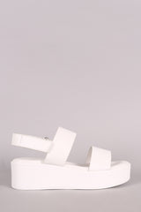 Bamboo Double Band Open Toe Slingback Flatform Wedge