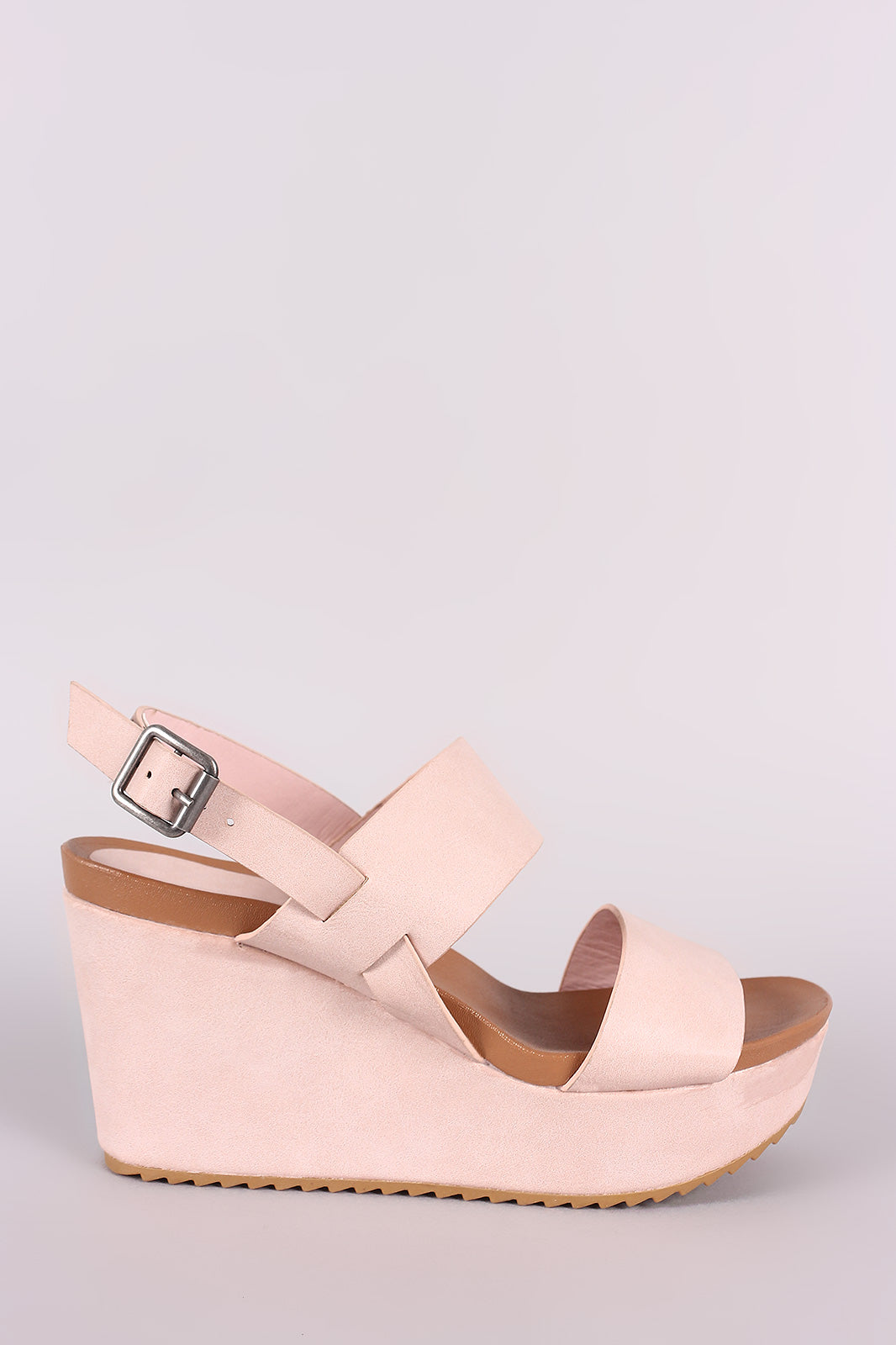 Bamboo Double Band Slingback Platform Wedge