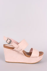 Bamboo Double Band Slingback Platform Wedge