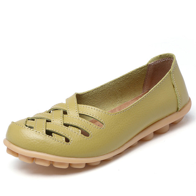 New Arrival Women Sandals Summer Shoes 2017 Fashion Genuine Leather Casual Loafers Shoes Flats with Hollow Out Size 34-44