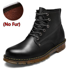Men Boots Autumn Winter Warm Fur High Quality Split Leather Waterproof Footwear Fashion Comfortable Men Ankle Boots