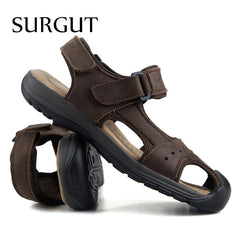 Fashion Summer Sandals Men Shoes  Brand Breathable Quality Leather Beach Sandals Comfy Simple Men's Sandals Shoes