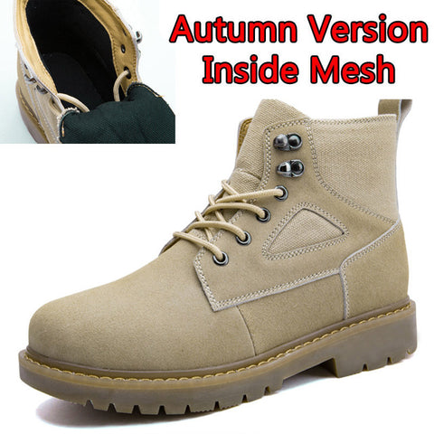 High Quality Men Autumn Winter Boots Casual  Men Leather Plush Warm Lace-Up Leather Casual Fashion Boots Size 38-44