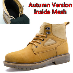 High Quality Men Autumn Winter Boots Casual  Men Leather Plush Warm Lace-Up Leather Casual Fashion Boots Size 38-44