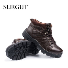 SURGUT High Quality Men Snow Boots Waterproof Men Footwear Autumn Ankle Boots Breathable Supper Warm Fur Winter Men Boots