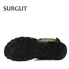 Fashion High Quality Genuine Leather Cowhide Sandals Beach Slippers Casual Shoes Men Size 38-44