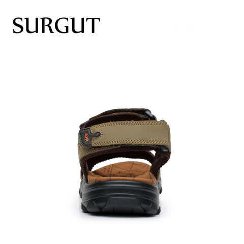 Fashion High Quality Genuine Leather Cowhide Sandals Beach Slippers Casual Shoes Men Size 38-44