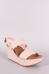 Bamboo Double Band Slingback Platform Wedge