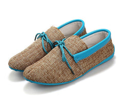 Trendy Casual Men Beach Loafer Shoes Breathable Summer Weaving Hemp Man Flats Soft Driving Shoes Mocassins