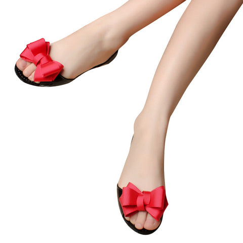 New Beach Jelly Shoes Woman Hot Summer Butterfly-knot Slip On Flats Casual Women Shoes XWZ3344