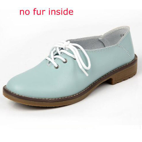 Genuine Leather Oxford Shoes Women Flats Fashion Women Shoes Casual Moccasins Loafers Ladies Shoes