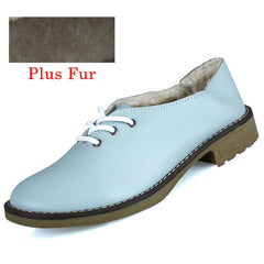 Genuine Leather Oxford Shoes Women Flats Fashion Women Shoes Casual Moccasins Loafers Ladies Shoes