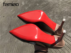 Women pumps Fashion pointed toe patent leather stiletto high heels shoes Spring Summer Wedding Shoes woman high heels