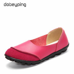 Women's Casual Shoes Soft Genuine Leather Female Flats Non-Slip Woman Loafers Leisure Slip-On Boat Shoe Plus Size 35-43