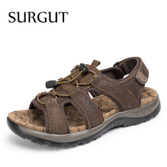 Breathable Sandals Men Shoes Real Leather Sandals Shoes Men Sandals Non Slip Beach Summer Slippers For Men Big Size