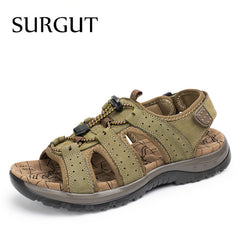 Breathable Sandals Men Shoes Real Leather Sandals Shoes Men Sandals Non Slip Beach Summer Slippers For Men Big Size