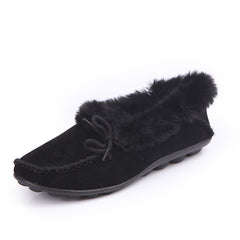 Aphixta Loafers Women Flats Heel Shoes Warm Fur Winter Round Toe Female Ladies Casual  Slip On zapatos de mujer Shoes Plus Size