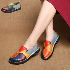 Handmade Leather Soft Shoes National Leather Flats Shoes For Women Casual Female Flats footwear