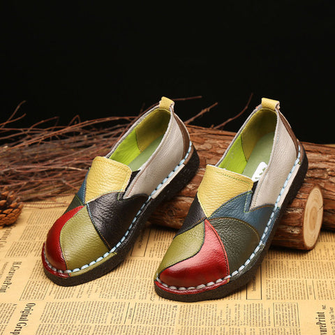 Handmade Leather Soft Shoes National Leather Flats Shoes For Women Casual Female Flats footwear