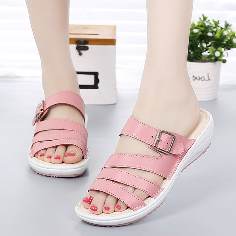 Women Slippers Fashion Flip Flops Women Shoes Wedges Slippers New Summer Women Sandals Comfortable Buckle Ladies Sandals