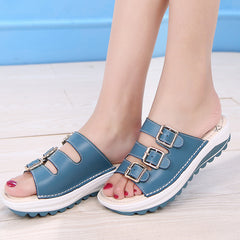 Women Slippers Wedges Slippers Women Shoes Fashion Buckle Slides Summer Beach Sandals Comfortable Ladies Shoes