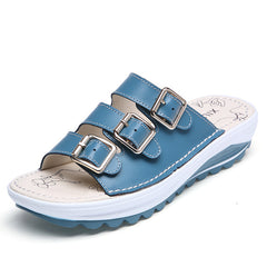 Women Slippers Wedges Slippers Women Shoes Fashion Buckle Slides Summer Beach Sandals Comfortable Ladies Shoes