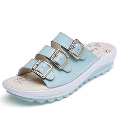 Women Slippers Wedges Slippers Women Shoes Fashion Buckle Slides Summer Beach Sandals Comfortable Ladies Shoes