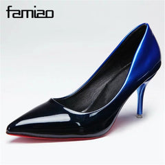 Women pumps Fashion pointed toe patent leather stiletto high heels shoes Spring Summer Wedding Shoes woman high heels