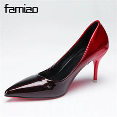 Women pumps Fashion pointed toe patent leather stiletto high heels shoes Spring Summer Wedding Shoes woman high heels