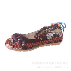 Handmade Beaded Ankle Straps Loafers Zapatos Mujer Retro Ethnic Embroidered Shoes 25