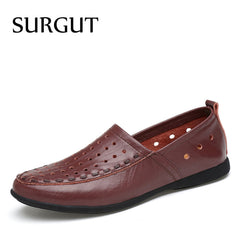 Men Leather Casual shoes For Summer Spring Solid Genuine Leather Shoes Normal Size Fashion Super Quality Flats Shoes Men