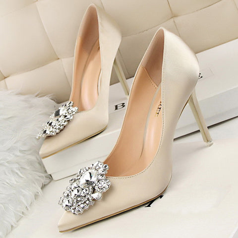 Women Pumps Crystal High Heels Shoes Spring Women Shoes Fashion Pointed Toe High Heels Wedding Shoes