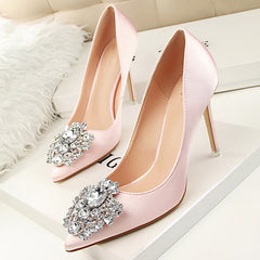 Women Pumps Crystal High Heels Shoes Spring Women Shoes Fashion Pointed Toe High Heels Wedding Shoes