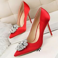 Women Pumps Crystal High Heels Shoes Spring Women Shoes Fashion Pointed Toe High Heels Wedding Shoes