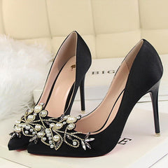 Women Pumps String Bead High Heels Shoes Fashion Crystal Women Heel Shoes Bride Wedding Shoes