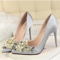 Women Pumps String Bead High Heels Shoes Fashion Crystal Women Heel Shoes Bride Wedding Shoes