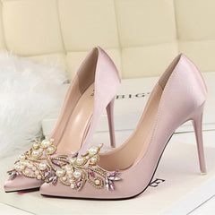 Women Pumps String Bead High Heels Shoes Fashion Crystal Women Heel Shoes Bride Wedding Shoes