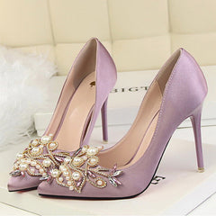 Women Pumps String Bead High Heels Shoes Fashion Crystal Women Heel Shoes Bride Wedding Shoes