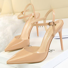 Summer Women Pumps Super High Heels Sandals Pointed Toe Pu Leather Sexy High Heel Shoes Female