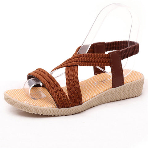 Women Flats Women Sandals Bohemian Casual Women Shoes Leisure Summer Beach Sandals Cross-tied Female Shoes