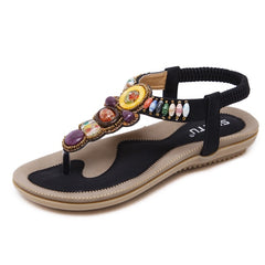 Women Sandals Summer Beach Sandals Flip Flops Women Flat Sandals Bohemian Beaded Ladies Flat Sandals Size 43 44 45