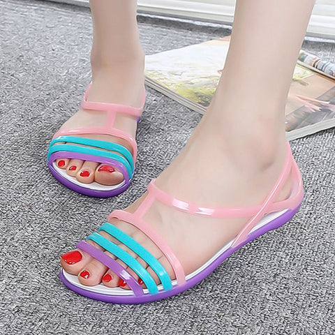 Women Shoes Casual Flat Sandals Jelly Shoes Comfortable Summer Ladies Shoes Flip Flops High Quality Women Sandals