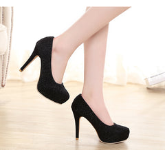 Fashion Women Pumps Platform Women Shoes Sexy High Heels Slip-on Bling Summer Women Heel Shoes Round toe Women Pumps