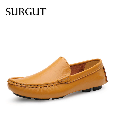 Loafers Men Shoes Breathable Comfortable Genuine Leather Flats Spring Summer Fashion Casual Shoes For Man Plus Size 35-50